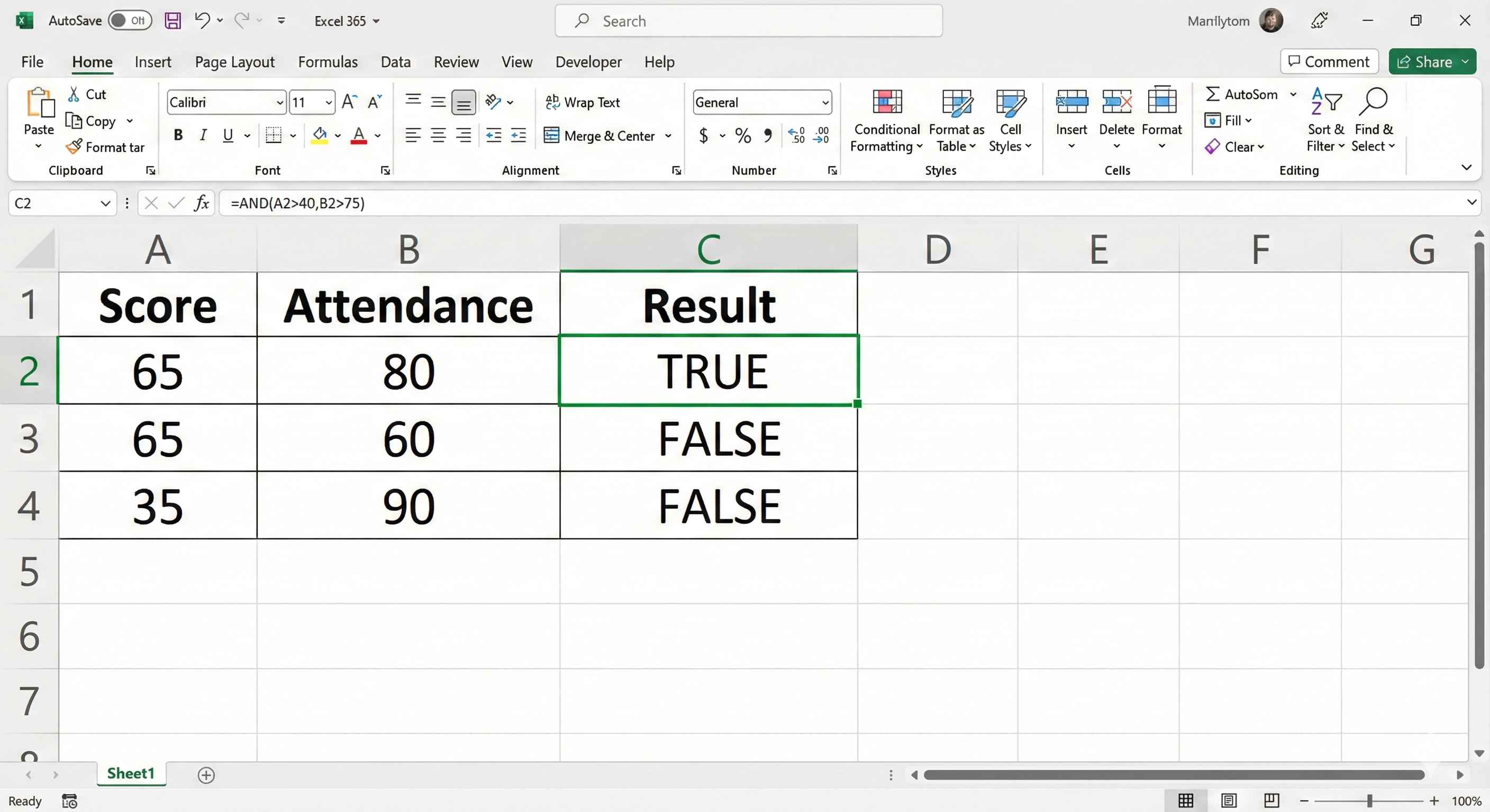 AND Function Example