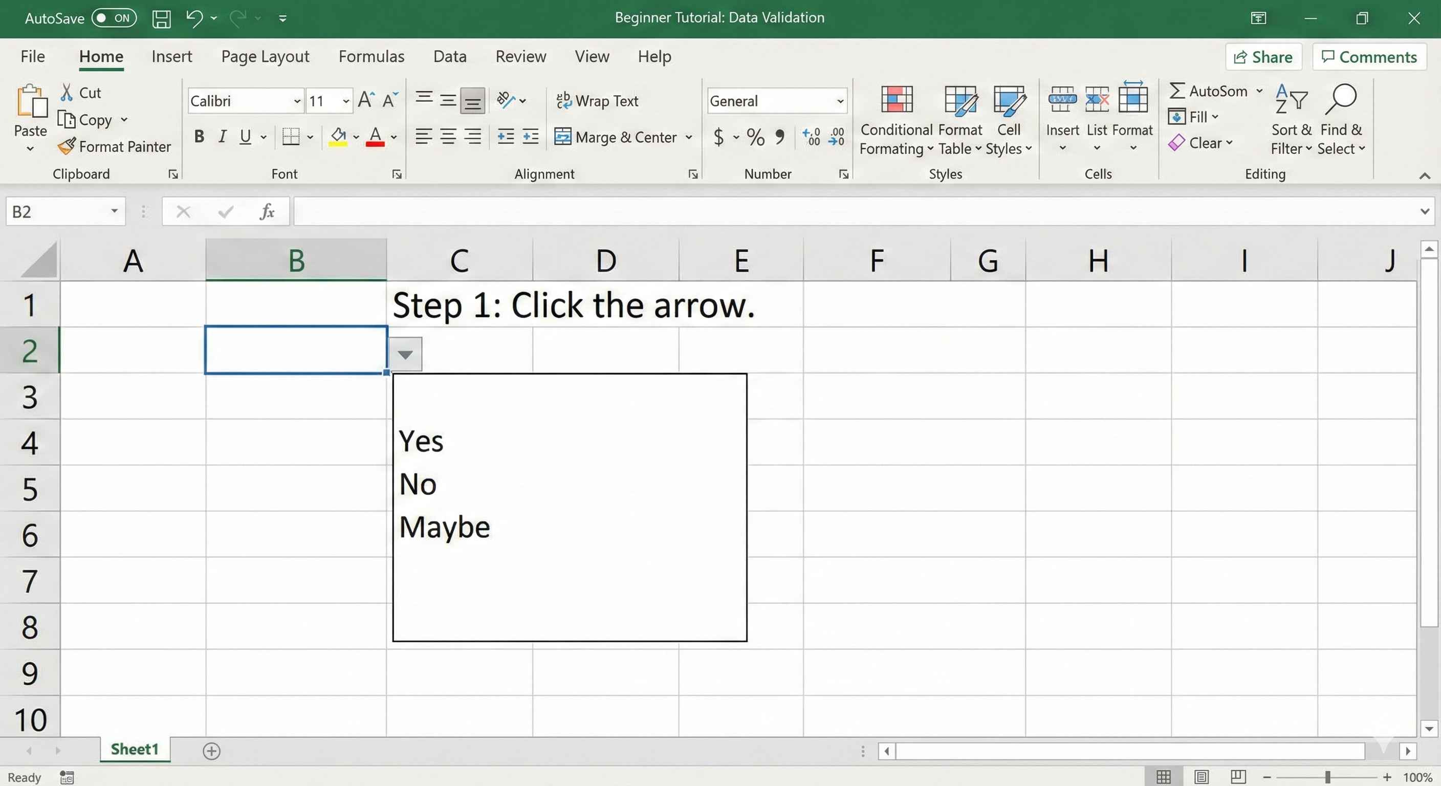 Dropdown List Example