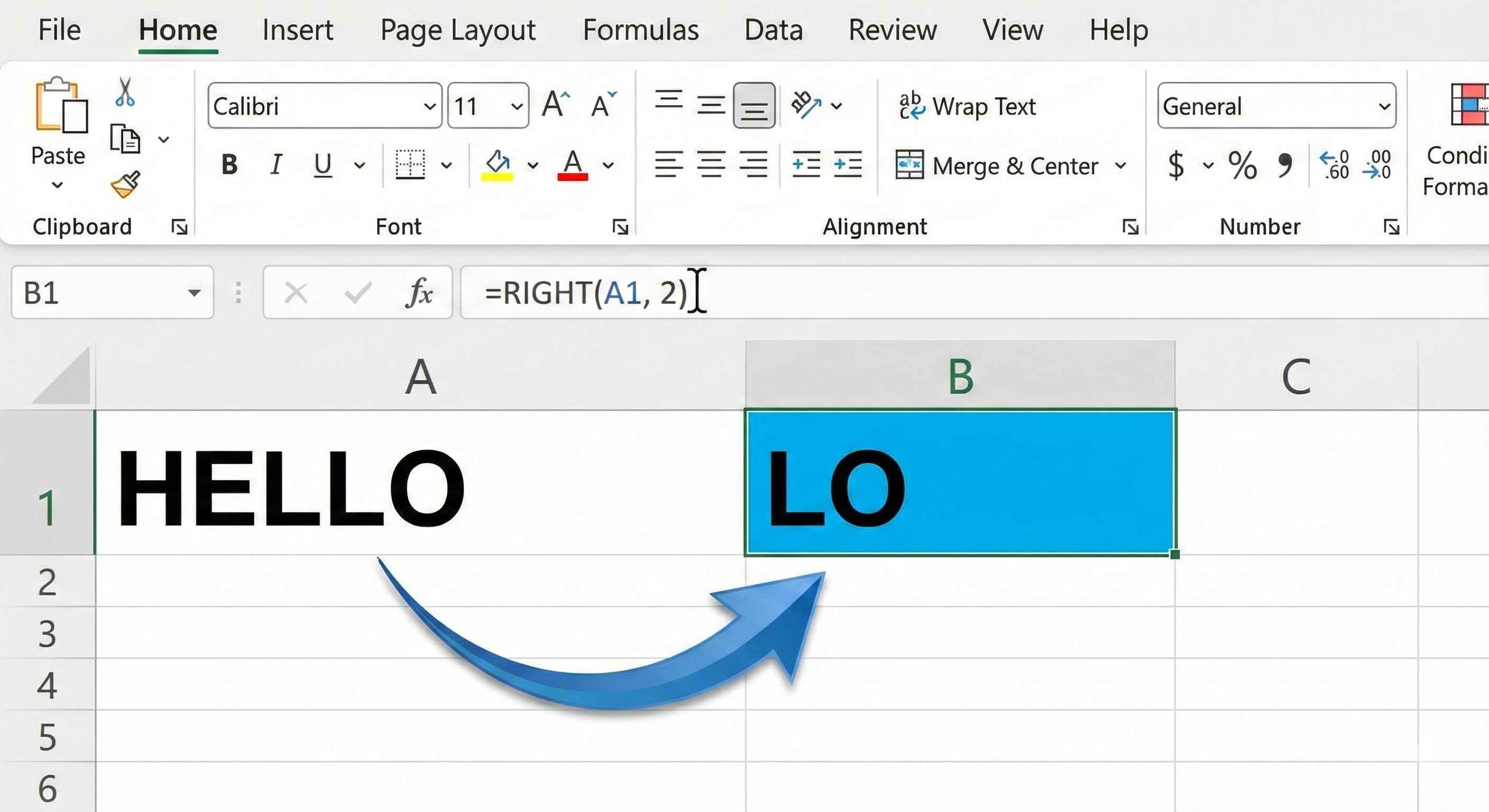 RIGHT Function Example