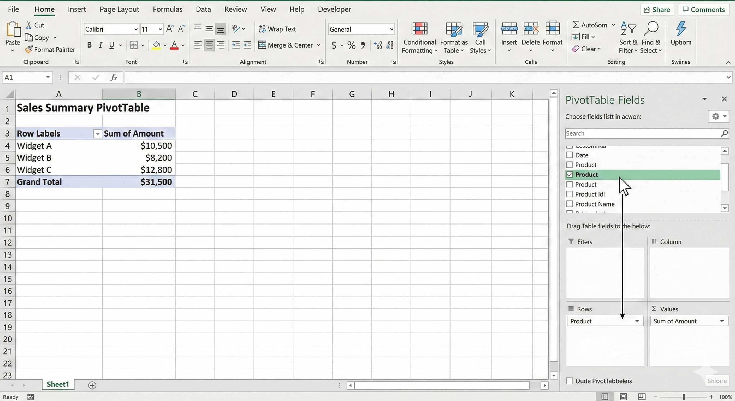 PivotTable with Field List
